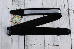 Henry Heller 2 Inch Wide Black with Silver Adjustable Peruvian Guitar Strap