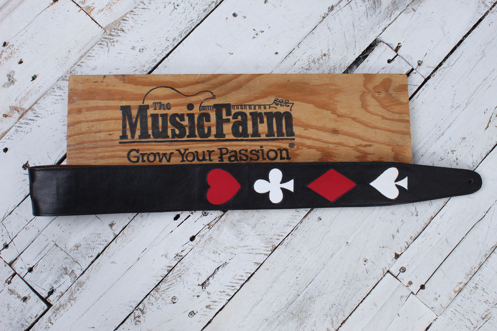 Henry Heller 2.5 Inch Garment Leather Guitar Strap Playing Cards Black Secondary image