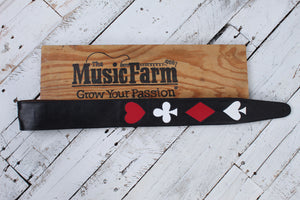 Henry Heller 2.5 Inch Garment Leather Guitar Strap Playing Cards Black