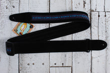 Load image into Gallery viewer, Henry Heller 2 Inch Wide Black with Blue and Purple Adjustable Peruvian Guitar Strap