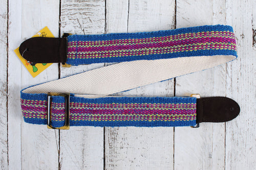 Henry Heller 2 Inch Picador Series Handwoven Organic Fabric Strap Blue Multi Stripe