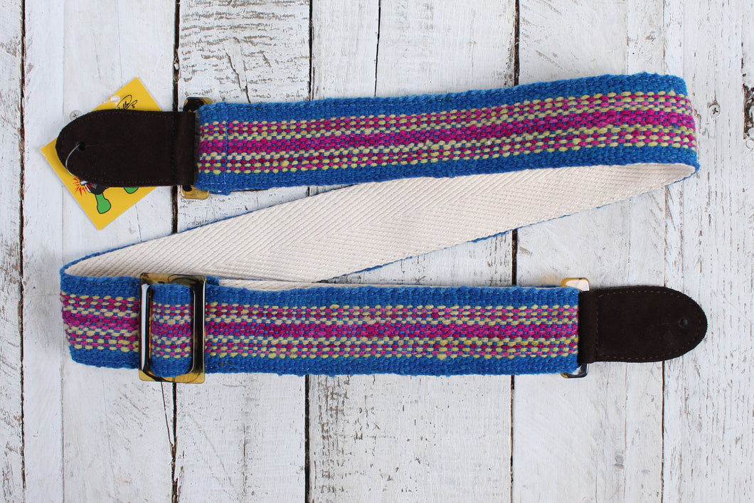 Henry Heller 2 Inch Picador Series Handwoven Organic Fabric Strap Blue Multi Stripe