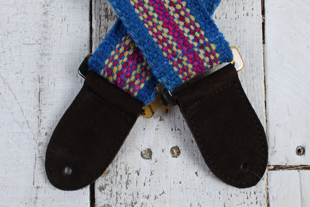 Henry Heller 2 Inch Picador Series Handwoven Organic Fabric Strap Blue Multi Stripe