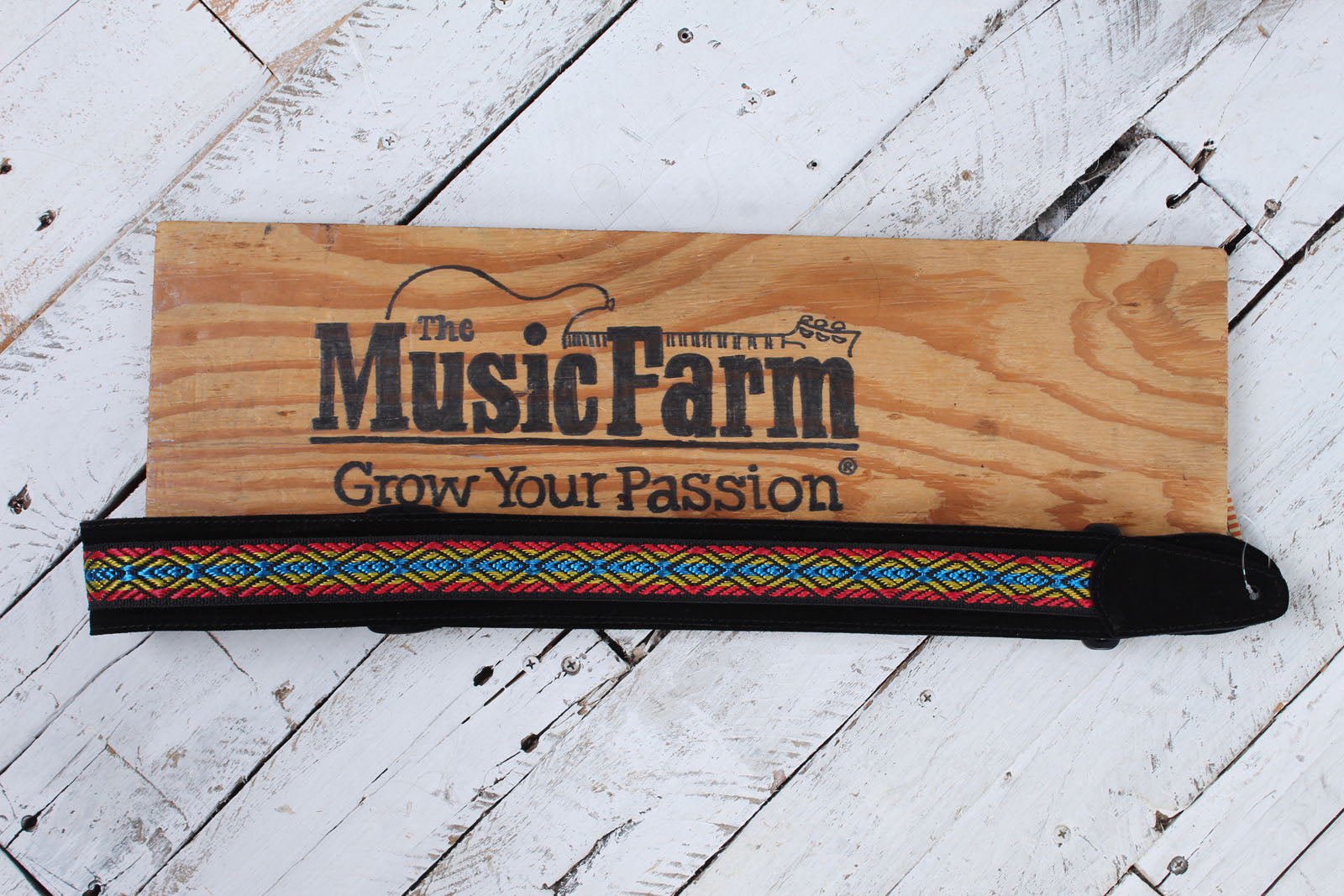 Henry Heller 2 Inch Wide Black with Red Yellow Blue Adjustable Peruvian Guitar Strap Secondary image