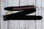 Henry Heller 2 Inch Wide Black with Red Yellow Blue Adjustable Peruvian Guitar Strap