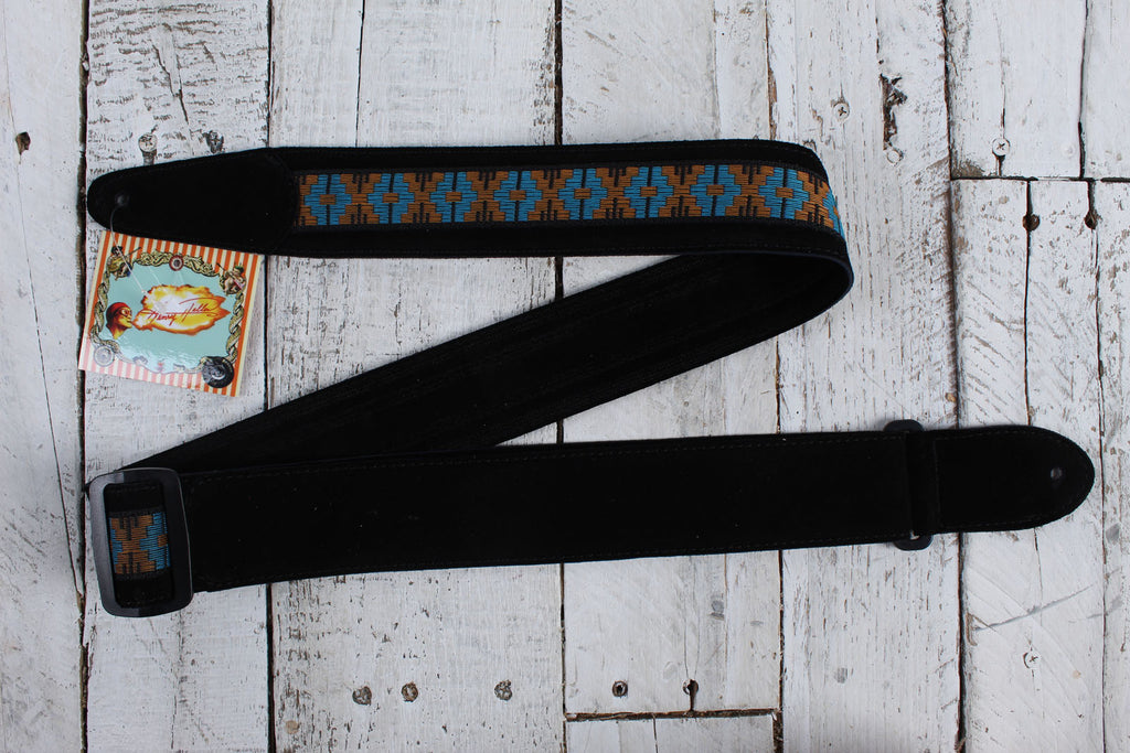 Henry Heller 2 Inch Wide Black with Blue and Orange Adjustable Peruvian Guitar Strap