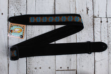 Load image into Gallery viewer, Henry Heller 2 Inch Wide Black with Blue and Orange Adjustable Peruvian Guitar Strap