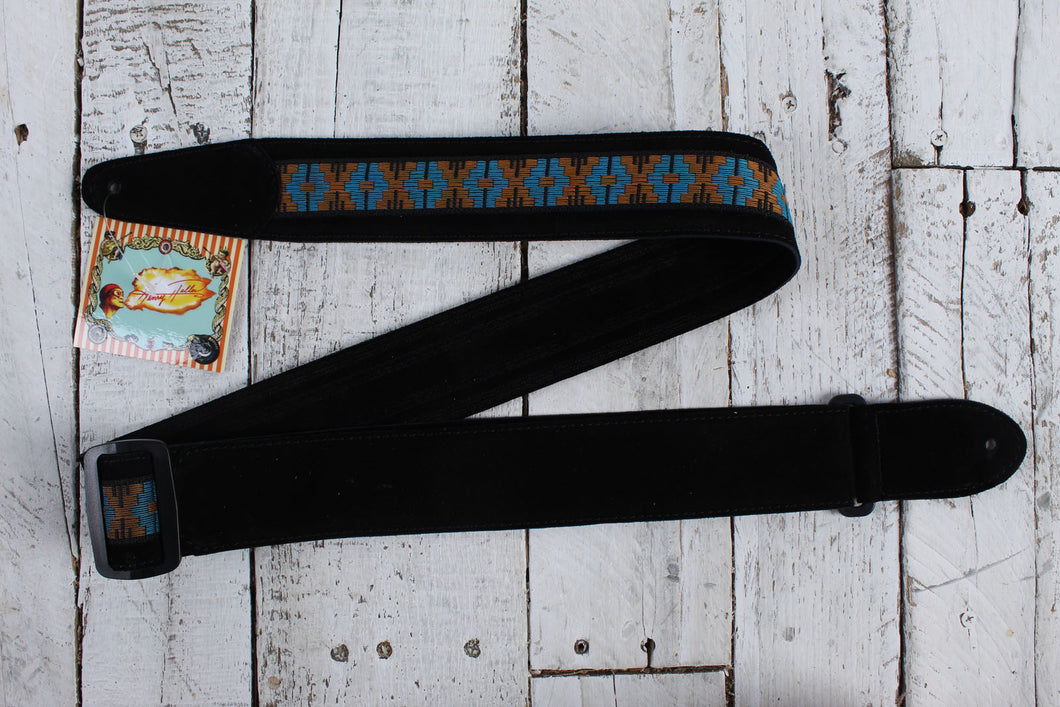 Henry Heller 2 Inch Wide Black with Blue and Orange Adjustable Peruvian Guitar Strap