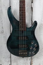 Yamaha TRBX604FM 4 String Electric Bass Guitar Flame Maple Top Indigo Blue