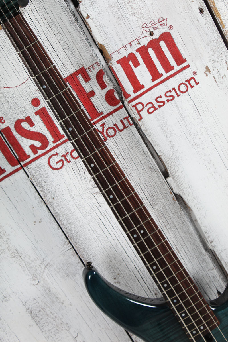 Yamaha TRBX604FM 4 String Electric Bass Guitar Flame Maple Top Indigo Blue