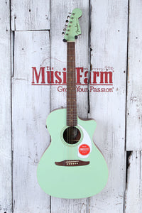 Fender Newporter Player Acoustic Electric Guitar Solid Spruce Top Surf Green