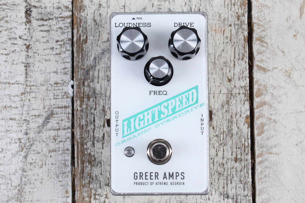 Greer Lightspeed Organic Overdrive White Teal Black Electric Guitar Effect Pedal