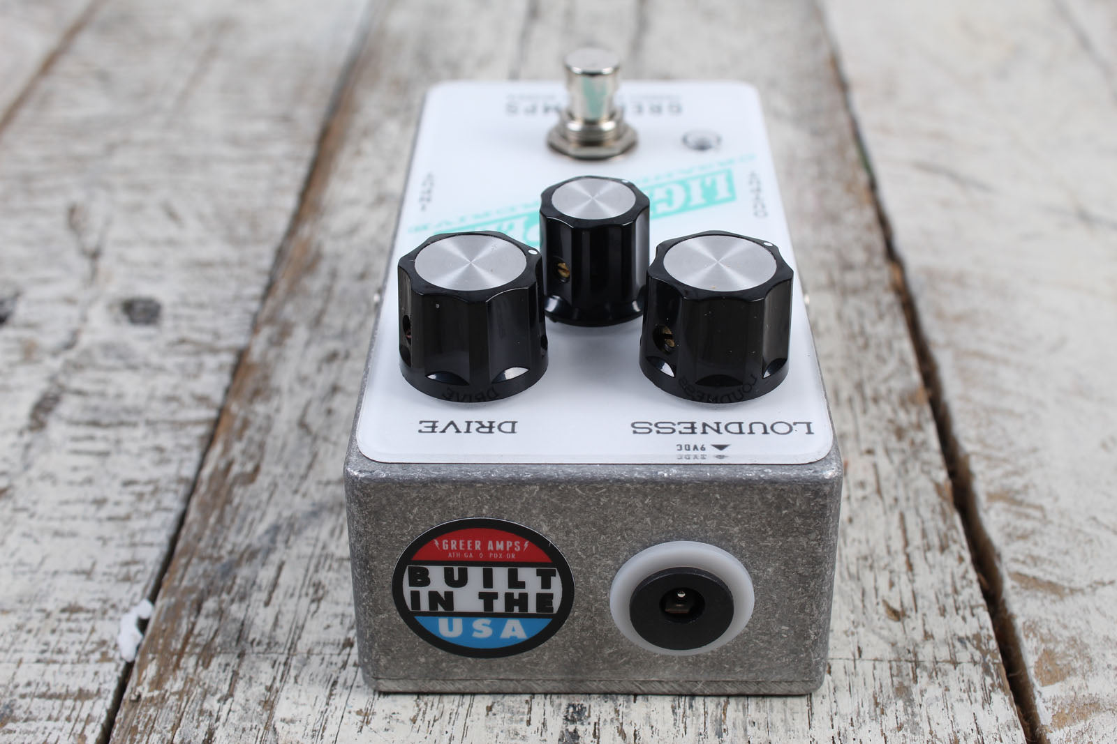 Greer Lightspeed Organic Overdrive White Teal Black Electric Guitar Effect Pedal
