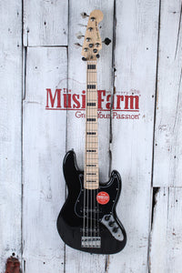 Squier Affinity Active Jazz Bass V 5 String Electric Bass Guitar Black Metallic
