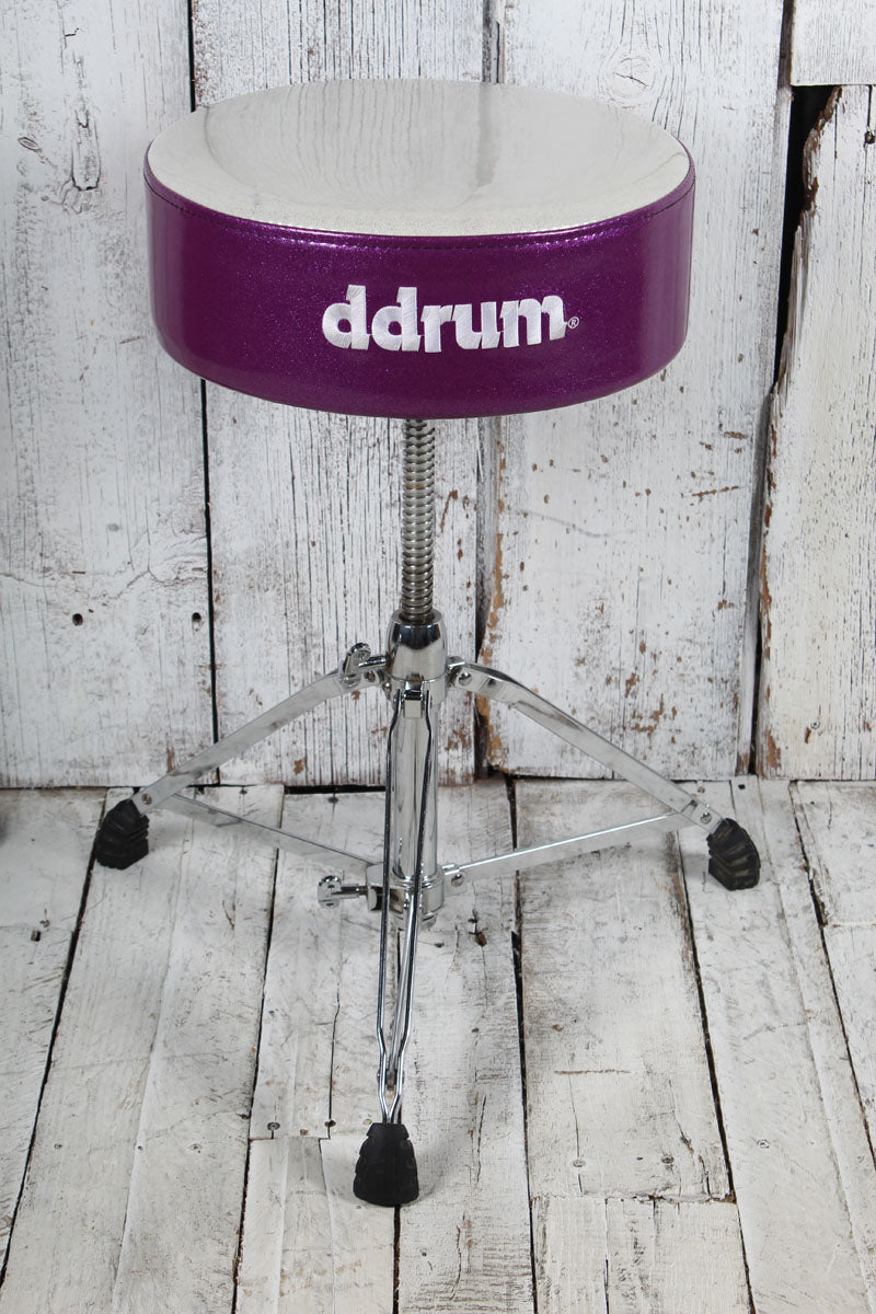 ddrum Mercury Fat Double Braced Drum Throne White and Purple Sparkle Main image