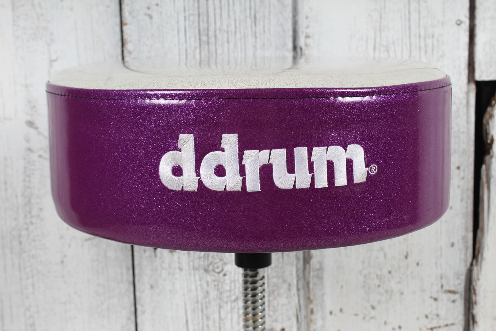 ddrum Mercury Fat Double Braced Drum Throne White and Purple Sparkle