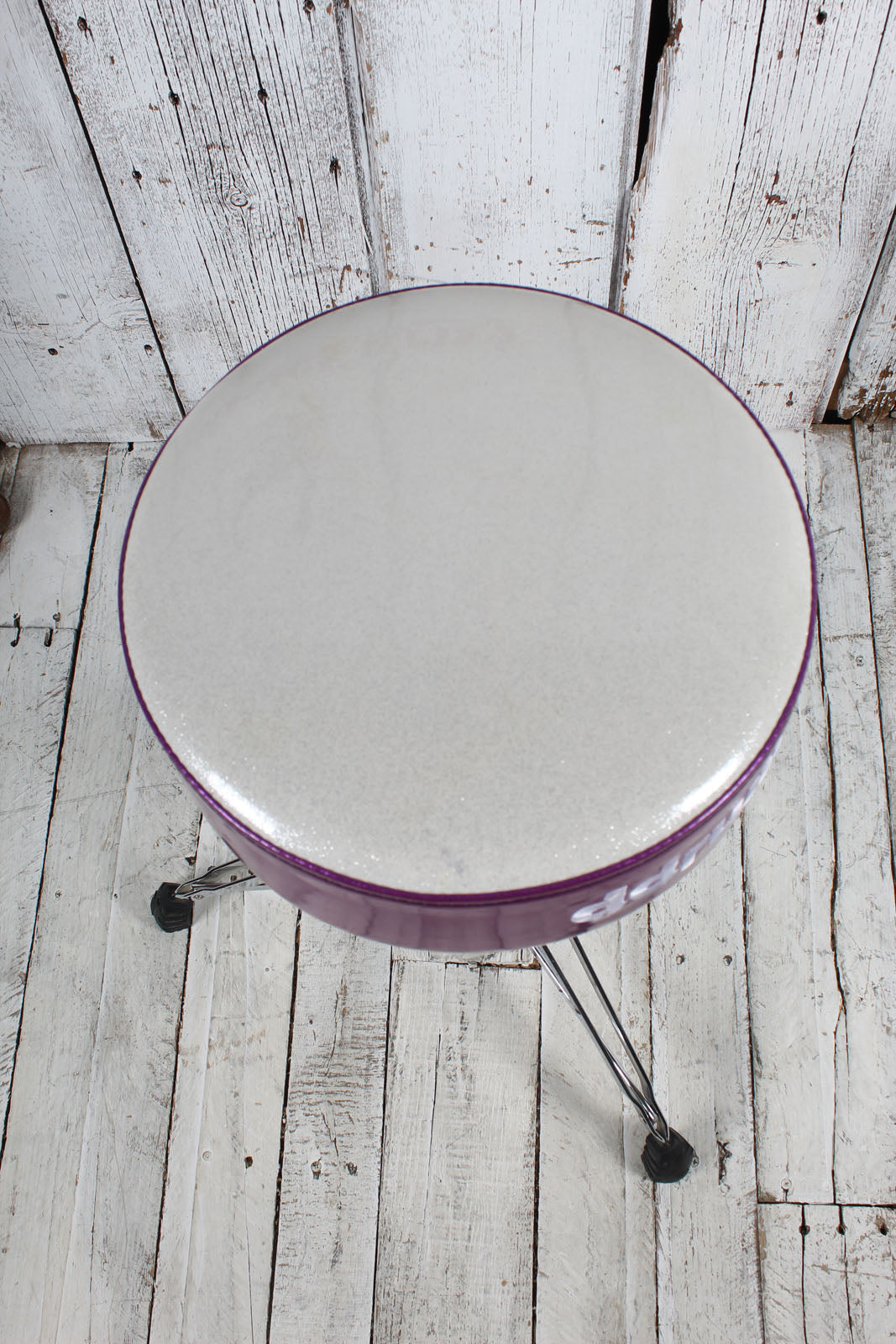ddrum Mercury Fat Double Braced Drum Throne White and Purple Sparkle
