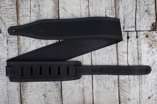 Levy's M17BDS-BLK Butter Double Stitch 2.5 Inch Wide Garment Leather Guitar Strap