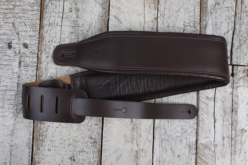Levy's M26PD-DBR_DBR 3 Inch Top Grain Leather Guitar Strap Dark Brown