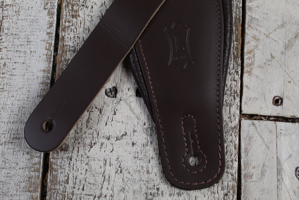 Levy's M26PD-DBR_DBR 3 Inch Top Grain Leather Guitar Strap Dark Brown