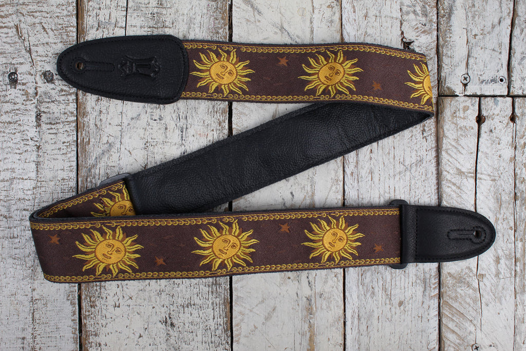 Levy's MPJG-SUN-BRN 2 Inch Jacquard Weave Guitar Strap Brown