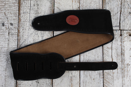 Levy's MSS3-4-BLK Suede Leather 4 Inch Guitar Strap with Suede Back Black