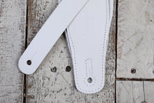 Load image into Gallery viewer, Levy&#39;s M26PD-WHT_WHT 3 Inch Wide Top Grain Leather Guitar Straps White