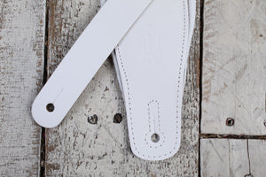 Levy's M26PD-WHT_WHT 3 Inch Wide Top Grain Leather Guitar Straps White