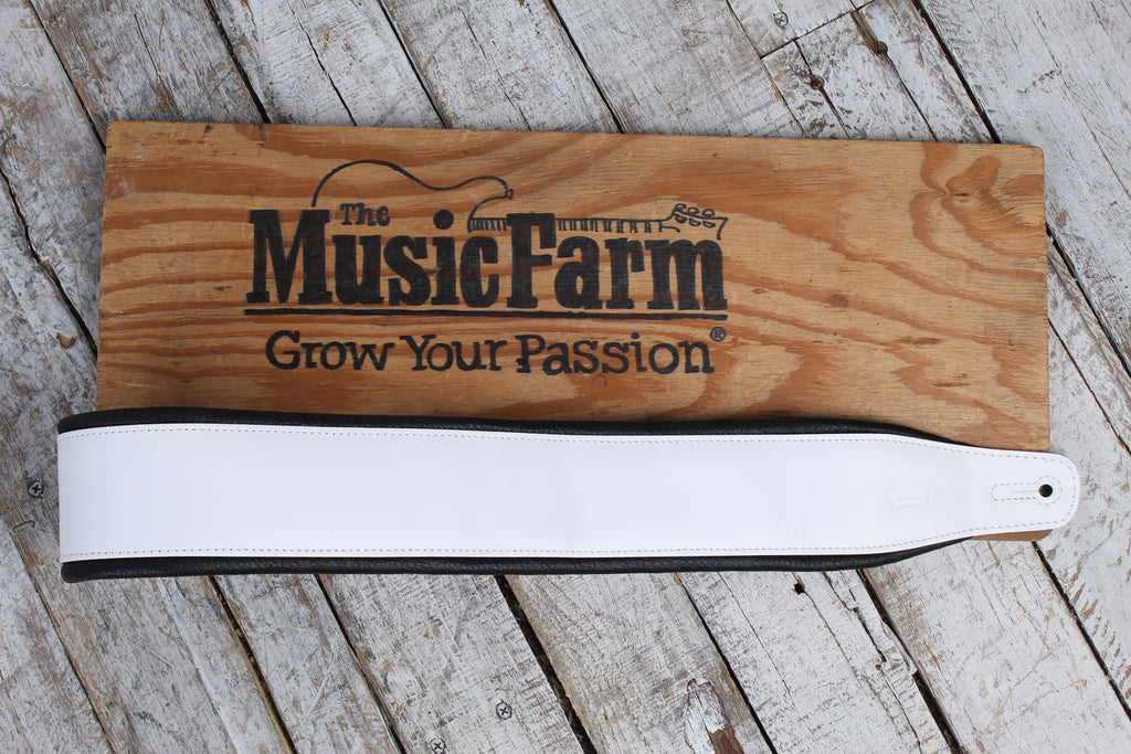 Levy's M26PD-WHT_BLK 3 Inch Wide Top Grain Leather Guitar Straps Panda