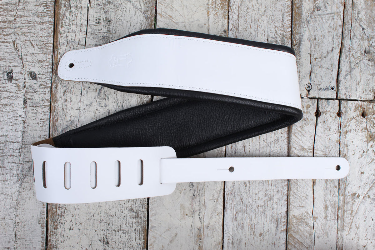 Levy's M26PD-WHT_BLK 3 Inch Wide Top Grain Leather Guitar Straps Panda Main image