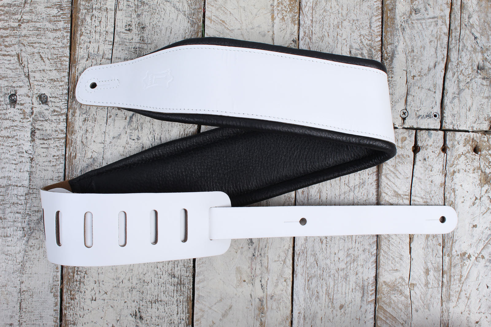 Levy's M26PD-WHT_BLK 3 Inch Wide Top Grain Leather Guitar Straps Panda