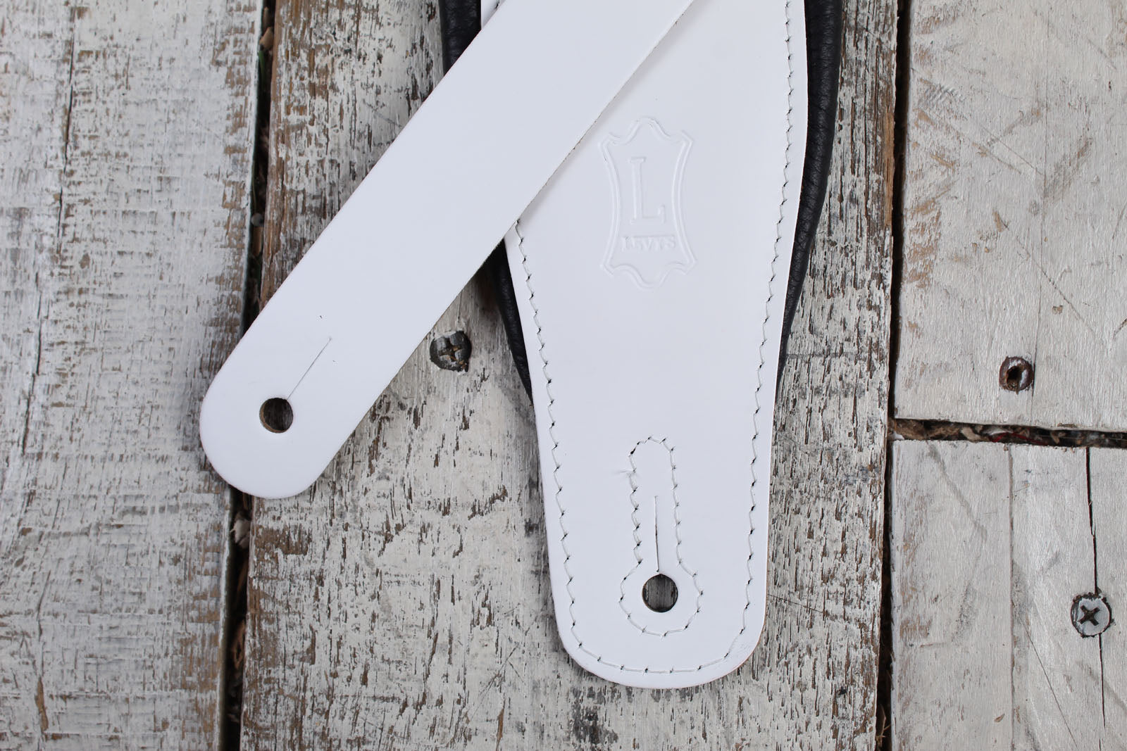 Levy's M26PD-WHT_BLK 3 Inch Wide Top Grain Leather Guitar Straps Panda