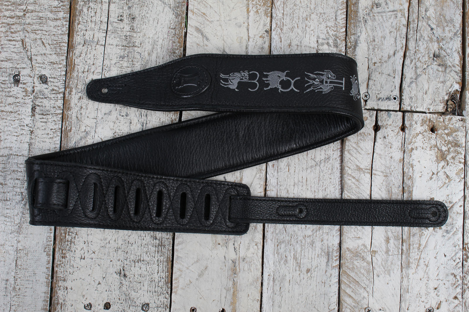 Levy's MG317ZE-BLK Garment Leather Guitar Strap Zodiac/Black