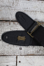 Levy's MC8TWEY Distressed Tear Wear Black Cotton Guitar or Bass Strap with Brass Eyelet