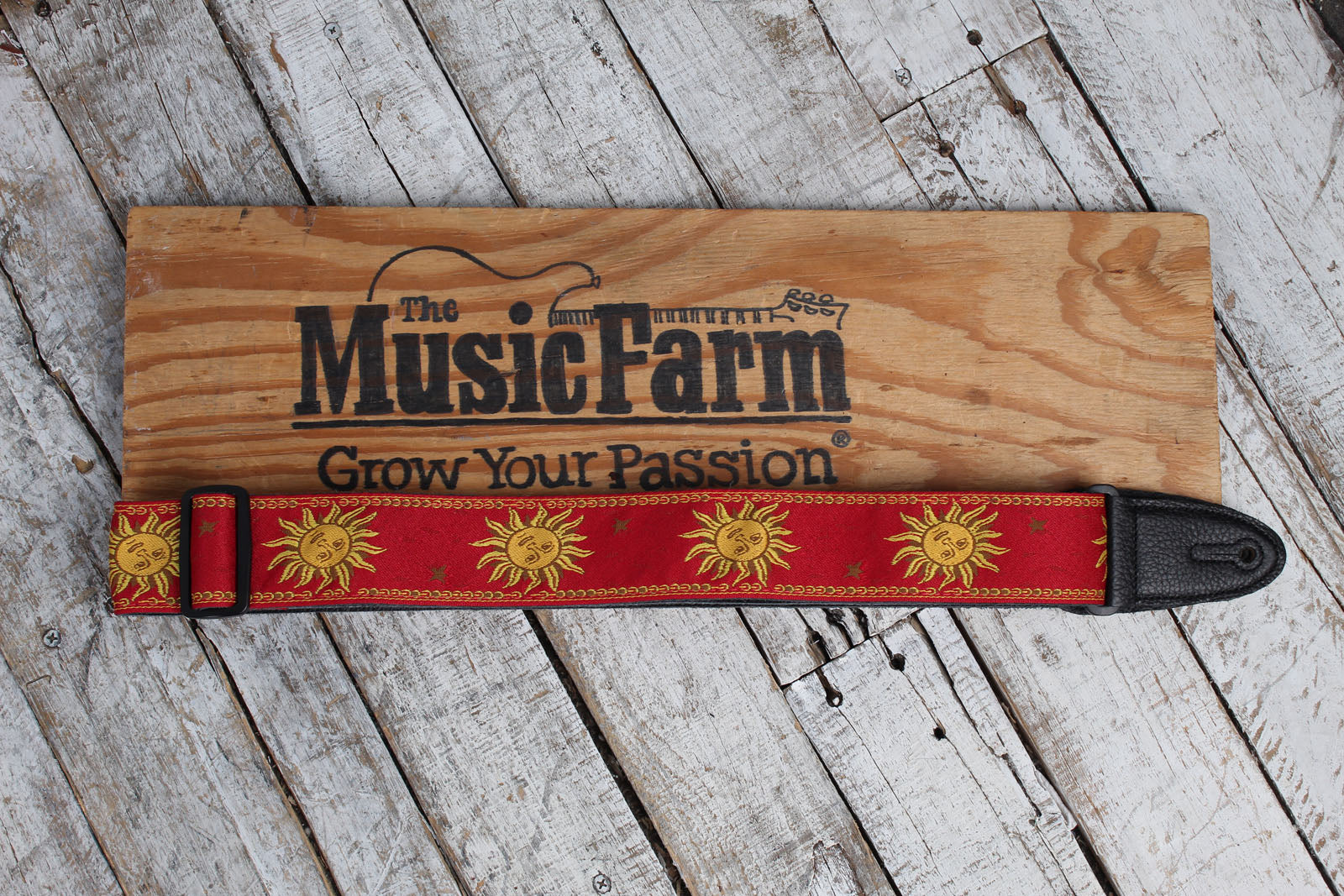 Levy's MPJG-SUN-RED 2 Inch Poly Guitar Strap Jaquard Weave Sun Design Red