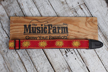 Load image into Gallery viewer, Levy&#39;s MPJG-SUN-RED 2 Inch Poly Guitar Strap Jaquard Weave Sun Design Red