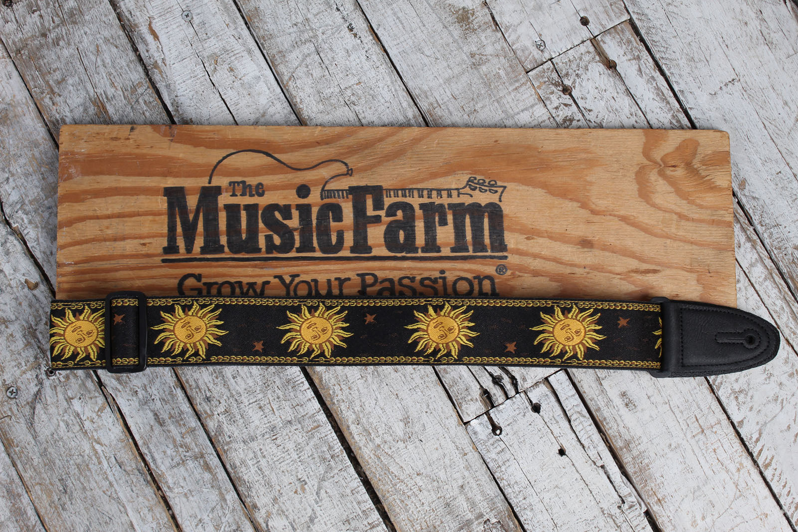 Levy's MPJG-SUN-BLK 2 Inch Poly Guitar Strap Jaquard Weave Sun Design Black