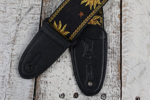 Levy's MPJG-SUN-BLK 2 Inch Poly Guitar Strap Jaquard Weave Sun Design Black