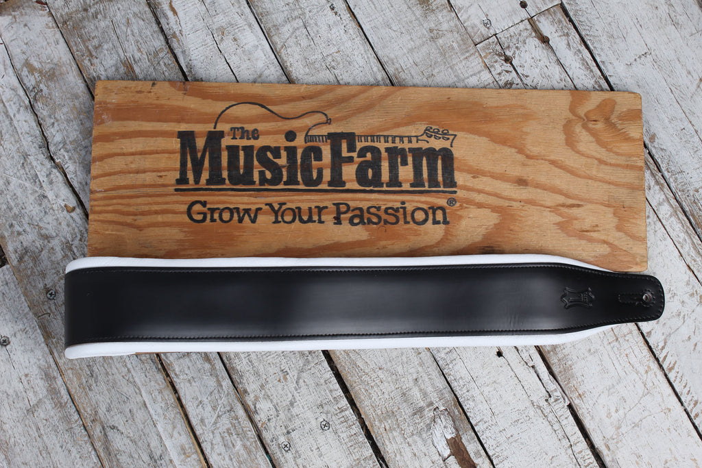 Levy's M26PD-BLK_WHT 3 inch Top Grain Leather Guitar Straps Tuxedo