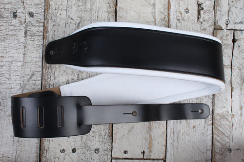 Levy's M26PD-BLK_WHT 3 inch Top Grain Leather Guitar Straps Tuxedo
