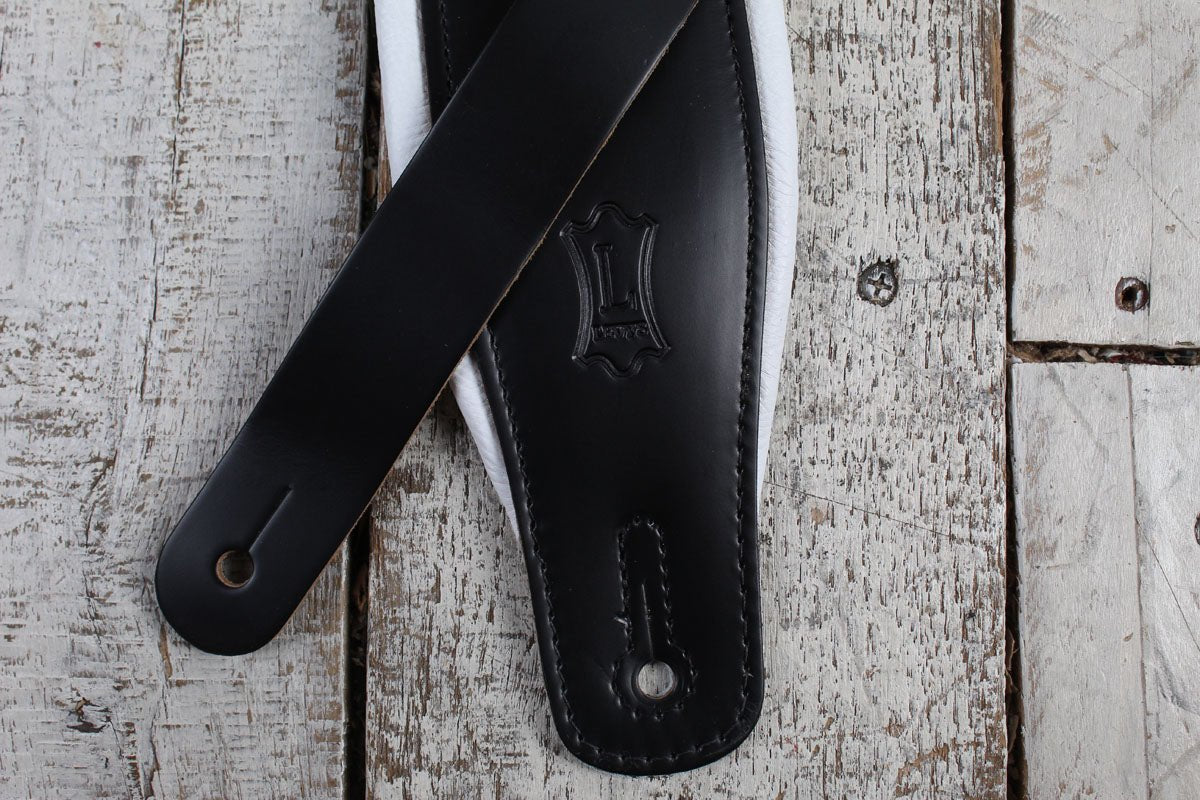 Levy's M26PD-BLK_WHT 3 inch Top Grain Leather Guitar Straps Tuxedo