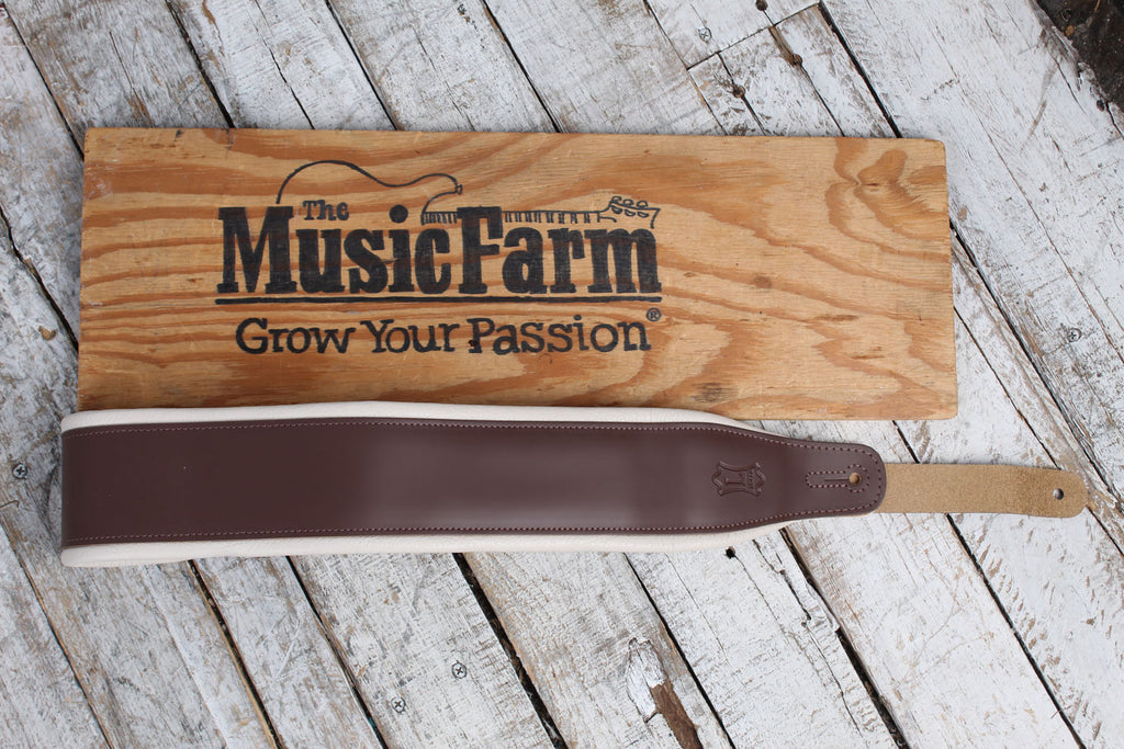 Levy's M26PD-BRN_CRM 3 Inch Amped Leather Series Guitar Strap Brown and Cream
