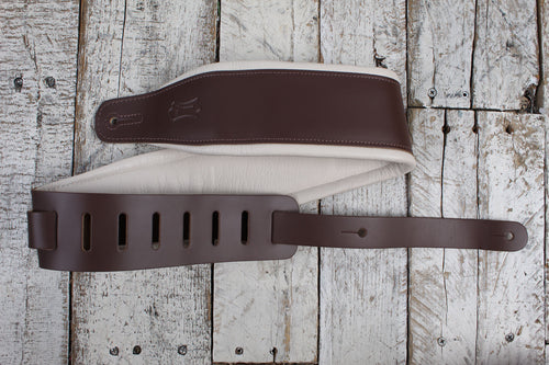 Levy's M26PD-BRN_CRM 3 Inch Amped Leather Series Guitar Strap Brown and Cream