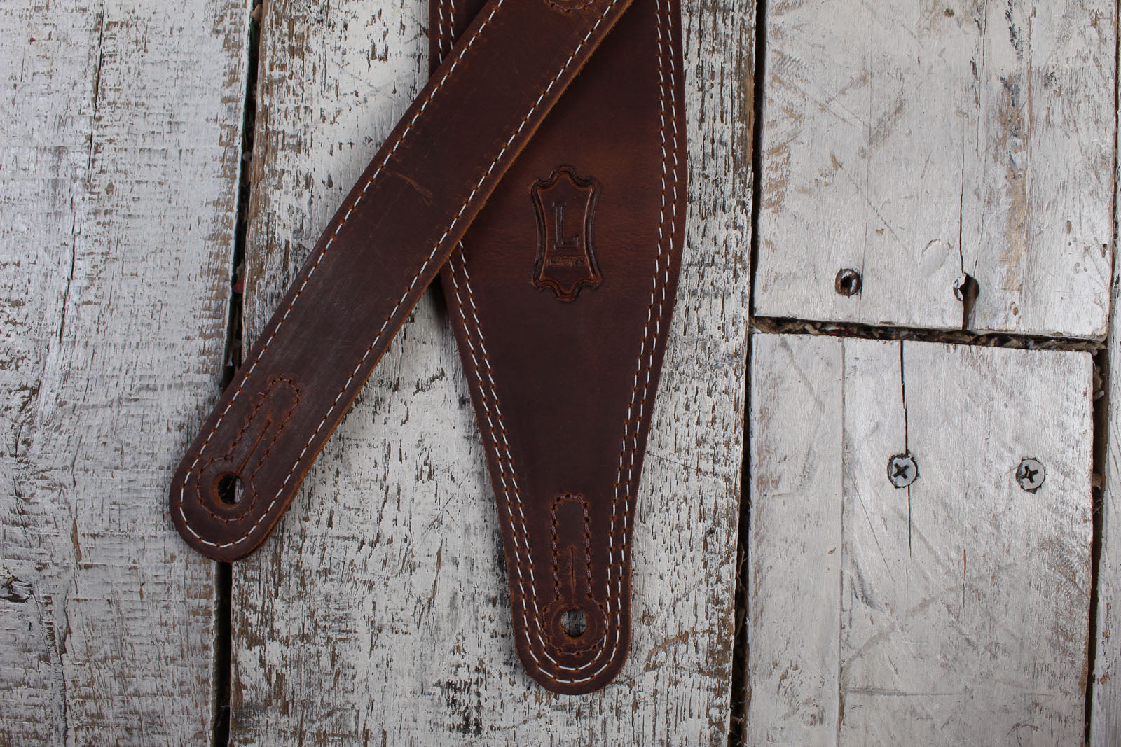 Levy's M17BDS-BRN Butter Double Stitch 2.5 Inch Wide Garment Leather Guitar Strap Brown