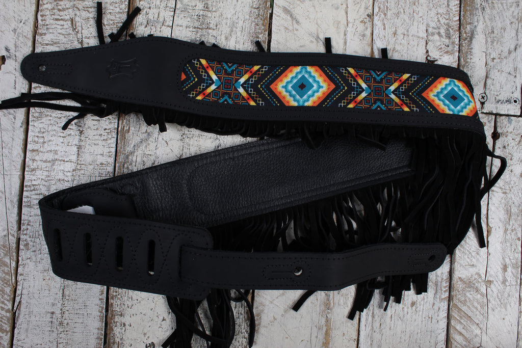 Levy's MG317BOI-BLK  Crazy Horse Outlaw Leather Guitar Strap Black