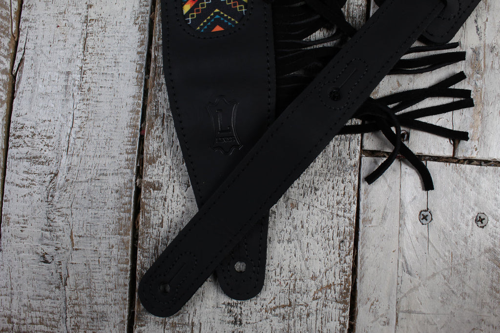 Levy's MG317BOI-BLK  Crazy Horse Outlaw Leather Guitar Strap Black