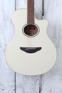 Yamaha Thinline Cutaway Acoustic Electric Guitar Vintage White Finish APX600 VW