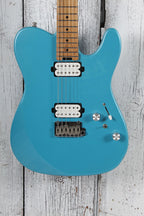 Eart Guitars TL-380 Electric Guitar Roasted Maple Neck Gloss Metal Blue Finish