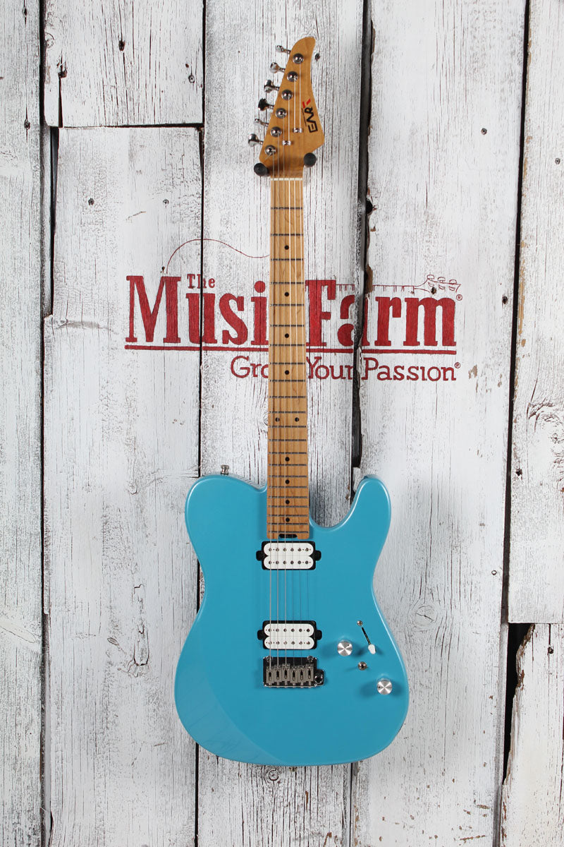 Eart Guitars TL-380 Electric Guitar Roasted Maple Neck Gloss Metal Blue Finish