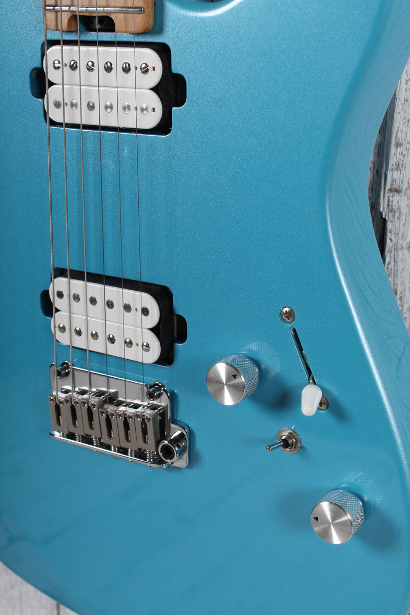 Eart Guitars TL-380 Electric Guitar Roasted Maple Neck Gloss Metal Blue Finish